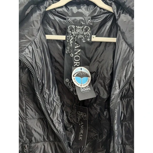 ANORAK Women's Black Lightweight Water Resistant Down Puffer Jacket Size M - Picture 4 of 9